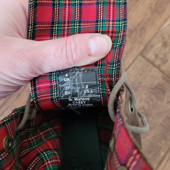 SOLD   Dr Martens Brown Leather Plaid Combat Boots - Picture 3 of 6